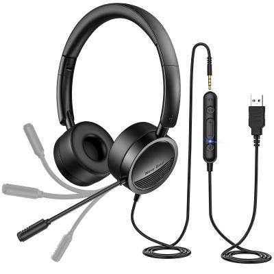 China 20-200KHz New Bee H360 Over Ear Business Wired Headset Computer PC Phone USB Headsets Earphones With MIC for sale