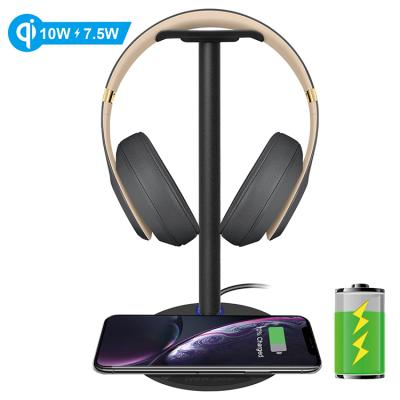 China Headphone holder & Wireless Charging Pad for Smartphones Earphone Display Stand Holder Stand Gaming Headset Detachable Wireless Charging Hanger for sale