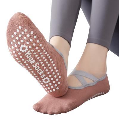 China Breathable Pilates Non Slip Socks Women Rubber Grip Socks Free Custom Design Crew Yoga Socks for sale