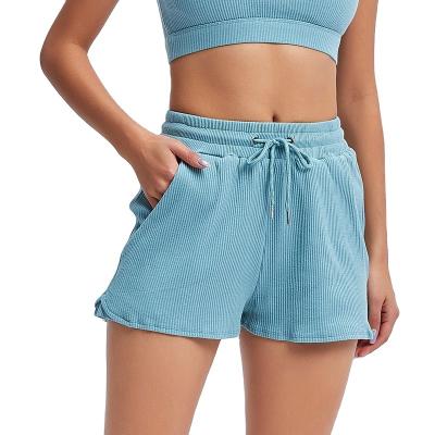 China Spring Summer Jogger Fitness Shorts Women Anti-Wrinkle Yoga Waist Shorts Gymwear Sporty Casual High Elastic Drawstring Loose Sports Shorts for sale