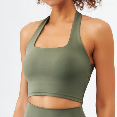 China Breathable Good Quality Running Crop Vest Workout Full Cover Yoga Bra Full Coverage Neck Fitness Sports High Impact Bra Top For Women for sale