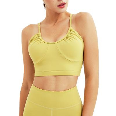 China New Style Breathable Beauty Chest Curve Women Sports Bra Cross Back Strapless U Neck Thin Satin Yoga Tops Camisole Tube Top Sports Yoga Bra for sale