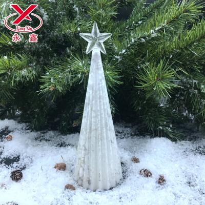 China Christmas Decoration Supplies Blown Glass Ornaments LED Light Up Glass Christmas Tree for sale