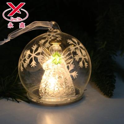 China Christmas Decoration Supplies Christmas Ball Tree Decoration Led Lighted Glass Angel for sale