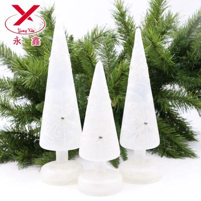 China Christmas Decoration Supplies White Christmas Led Lights Decorations Blown Glass Christmas Tree for sale