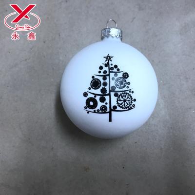 China Christamas Tree Decoration White Christmas Glass Ball Hanging Ornaments for sale