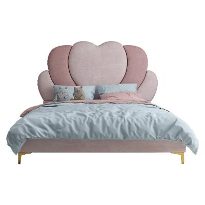 China Eco-friendly Material Solid Wood Frame Customized Love Girl Bedroom Furniture Fashion Kids Fabric Bed Child High End Solid Wood Baby Bed single bed shaped for sale