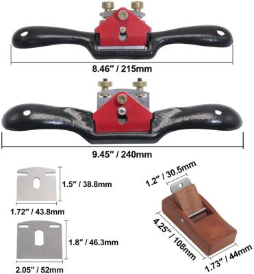 China 2pcs Spokeshave adjustable easy boeray with 6pcs low flat metal blade and 1pcs portable woodworking surfaces working wood craft tool for sale