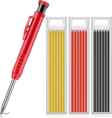 China Easy Solid Carpenter Pencil Set Marker Includes 1Carpenter Build 19Pieces and 18 Refill Leads in 3 Colors Hole Deep Mechanical for sale