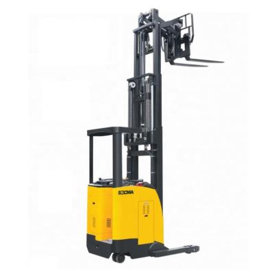 China Low Consumption SOCMA 1000Kgs 1 Ton Double Scissor Forklift Max Height 6M Electric Fork Reach Truck for sale