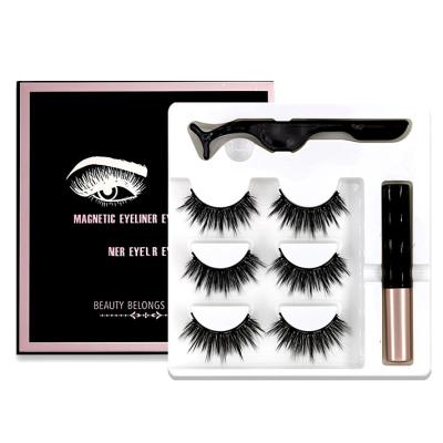 China Wholesale High Quality Waterproof 3 Pair Eyelash Magnet Eye Lashes Custom Own Brand 3D Mink Faux Lashes for sale