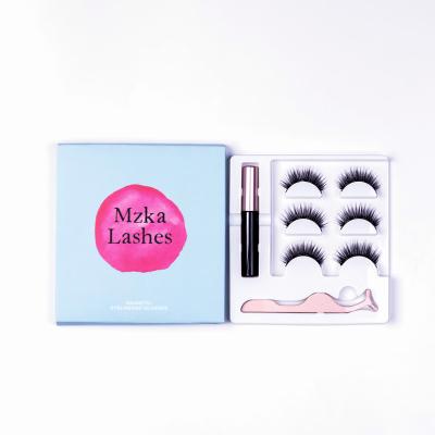 China Free Sample Waterproof Eye Lashes Set For Sticking Free Custom Packing 3D Mink Eyelashes Magnetic Lashes 3 Pairs for sale