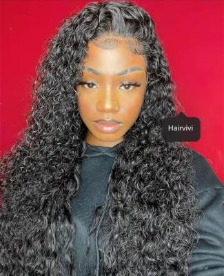 China Water Wave Pre Plucked Curly And Wet Wigs Natural Black Water Wave Human Hair13*4 Lace Front Wigs For Black Women for sale