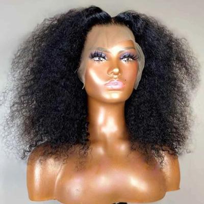 China Wholesale Natural Black Kinky Curly Wigs Brazilian Hair 13*4 Afro Kinky Curly Wigs Lace Front Wigs For Black Women for sale