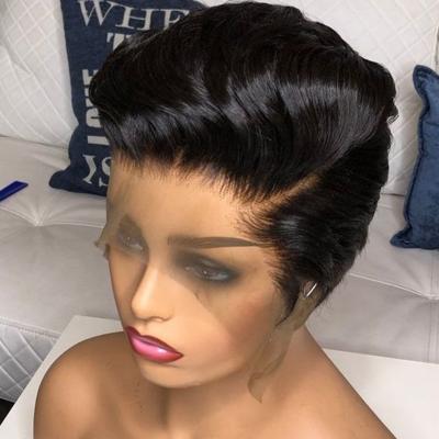 China Superb Blonde Brazilian Hair Pixie Cut Virgin Hair Glueless Pixie Cut Short Swiss Lace Pixie Wigs Bob Wig Wave Style for sale