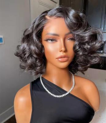 China Brazilian Lace Front Wigs Human Hair 13*4 Allure Wave Romance Bob Wig Natural Black Loose for sale