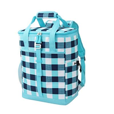 China China Factory Promotional Waterproof Polyester Cooler Backpack With Fashion Check Pattern for sale