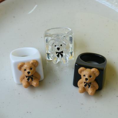 China Mgirlshe 2021Summer Chunky Acrylic Chain Gift Ring CLASSIC creative women fashion bear Ring Custom DIY resin CLASSIC chic cartoon cute gummy bears for sale