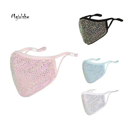 China Mgirlshe Crystal Rhinestone Face Masking Christmas Fashion Outdoor Washable Party Reusable Face Masking Custom Bling Face Masking for sale