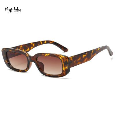 China Fashion Sunglasses 2021 Mgirlshe Rectangle Sun Glasses Fashion Sun Glasses For Women Retro Eyewear Leopard 400 Frame Fashion Sun Glasses Women Square UV Shields for sale