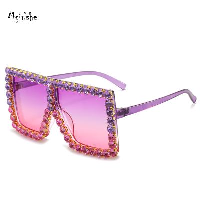 China Fashion Sunglasses Shape Mgirlshe Sun Glasses Shape 2021 Sun Glasses With Oversized Square Rhinestone Summer Women Men Eyewear Outdoor for sale