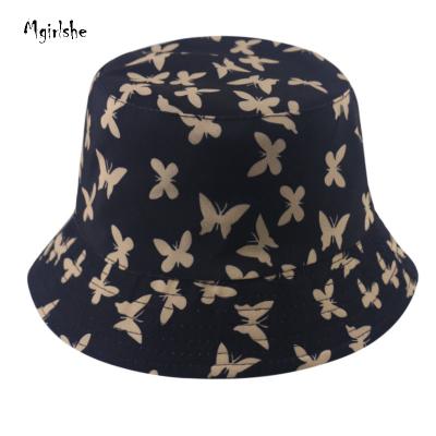 China Mgirlshe Character Fashion Cheap 2021 Adult Women Bucket Hat Spring Winter Headwear Women Girls Fisherman Sunhat Butterfly Hat for sale