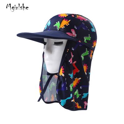 China Character Mgirlshe Kids Swim Fin Cap UPF50+ Beach Legionnaire Hat For Kids Wave Sun Protection Custom Swim Cap With Chin Strap Polye for sale