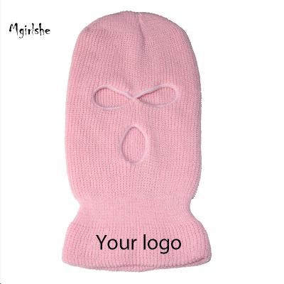 China Wholesale COMMON Mgirlshe SKI Masking 3 Hole Winter Knitted Outdoor Sports Full Face Cover Ski Masking Warm Knit Balaclava For Adult for sale