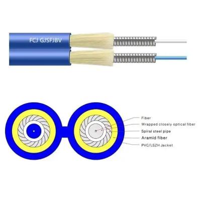 China 1 Core / 2 Core Gepantserde Glasvezel Patch Cord, Indoor Single Mode Gepantserde Glasvezel Kabel Te koop