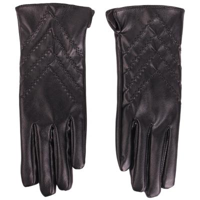 China Women Winter Fashion Sheep Leather Gloves Women Faux Leather Fur Lining Gloves for sale