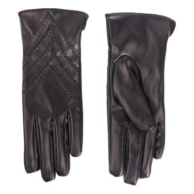 China Women Winter Fashion PU Leather Gloves Women Faux Fur Lined Gloves for sale