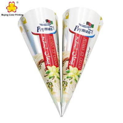 China Disposable Aluminum Foil Food Wrapping Paper Cone Ice Cream Paper Cone for sale