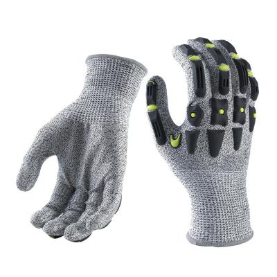 China Heavy Duty Mechanic Working Gloves Safety Hand Safety Impact Protection Anti Oil Cut5 Anti-Cut TPR Cutting Industrial Construction for sale