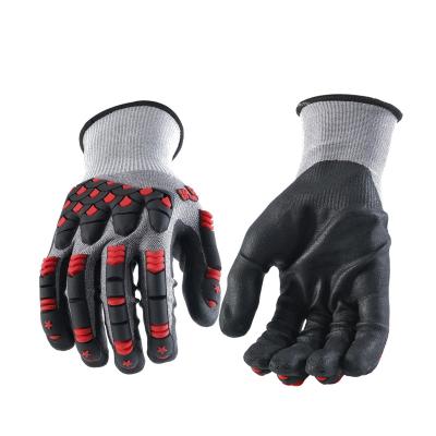 China Flexible A9 Cut Heavy Duty Machinist Gloves Custom CE HPPE Impact Standard Anti Impact Working Gloves With TPR for sale