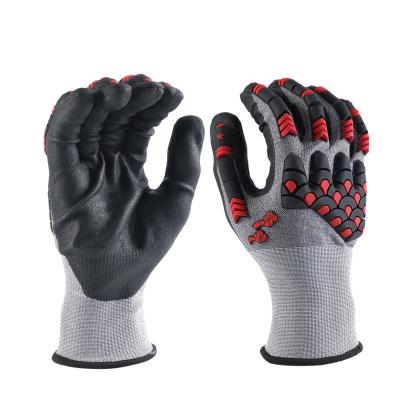 China Flexible heavy duty A9 cut heavy duty mechanic trp non percussion resistant high grip oilfield working vibration soft flexible glove for sale