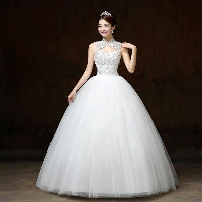 China China Factory Wholesale Anti-wrinkle Hollow Out Halter Neck Wedding Dresses Cheap Bridal Gowns for sale