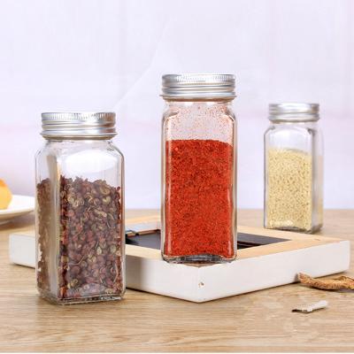 China Stored in Herb Storage Packing Jar Set 4oz 120ml Empty Glass Herb Storage Packing Jar Set Salt Pepper Spice Jar with Shaker Lids and Metal Airtight Cap for sale