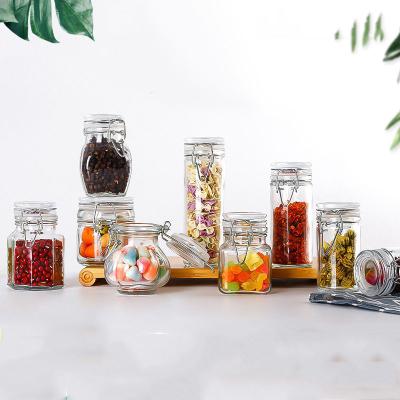 China Freshness Preservation Customized 50ml 75ml 100ml 120ml Empty Clear Swing Top SmallGlass Storage Jar For Spice Food With Airtight Clip Lock for sale