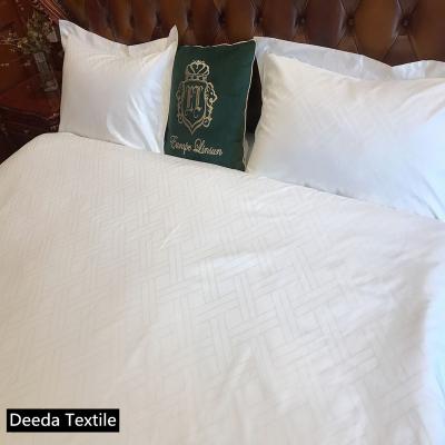 China Pure White Jacquard Deeda Factory Cotton Jacquard Hotel Life Sheet Sets for sale