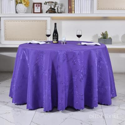 China Jacquard Deeda Factory Polyester Jacquard Round Hotel Tablecloth for sale