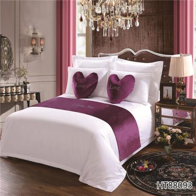 China Twill Beautiful Purple Deeda Textile Color Bed Runner And Cushion Cover With Embroidery for sale