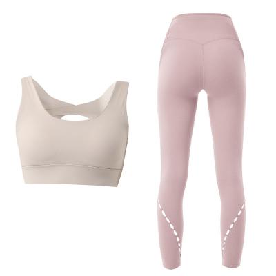 China Hot Selling High Quality Sexy Women Girls Breathable Bamboo Sports Yoga Active Wear Custom Ladies Yoga Sets Two Piece Sets for sale