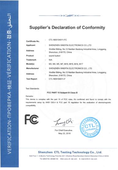 FCC - Shenzhen Xinditai Electronic Co., Ltd.