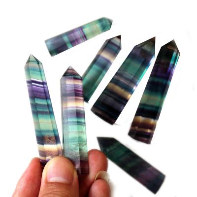 China China Wholesale Natural Rock Rainbow Fluorite Quartz Raw Crystal Point Wand for sale