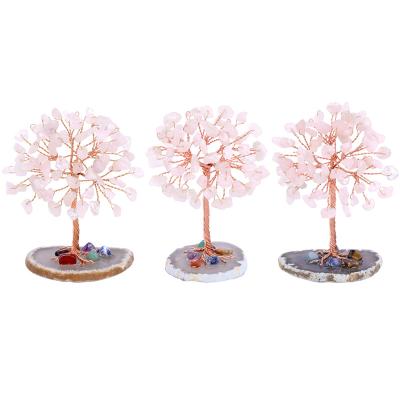 China China Home Decor Rose Quartz Citrine Healing Stones Money Tree Luck Agate Slices Crystal Tree for sale