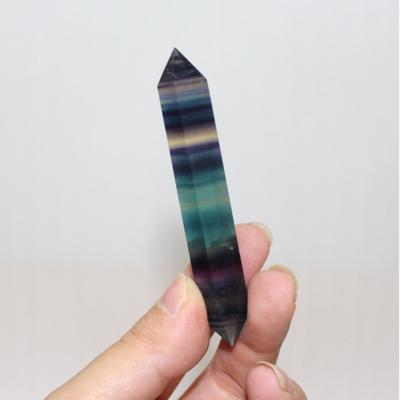 China Raw Quartz Crystal Rainbow Fluorite Double Points Natural Rock Wand Wholesale From China for sale