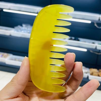 China Wholesale Custom Rose Quartz Comb Of Crystal Hair Massager From China Logo Hand Carved Natural Agate for sale