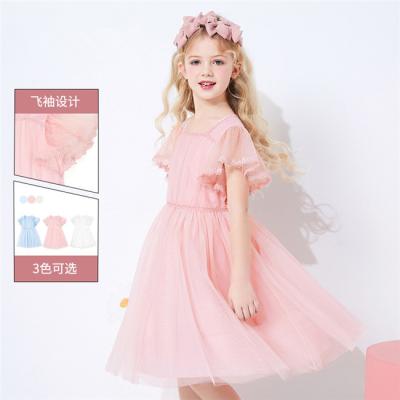 China SE3014 2022 New Summer Girls Soft Mesh Style Baby Girl Dress Breathable Kids Dress Little Girls Gauze Dresses for sale