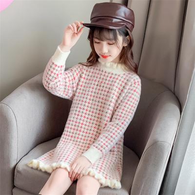 China SE1315 Children's Sweet Girls Sweater Viable Girls' Winter Thicken Loose Outer Knitwear Baby Sweater Dress for sale