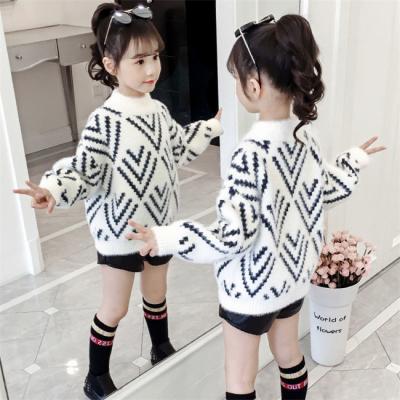 China SE1312 Children's Soft Girls Sweater Viable Girls' Winter Thicken Sweater Knitwear Baby Loose Outer Sweater for sale